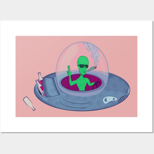 Alien partygoer Wall Art by Quileos